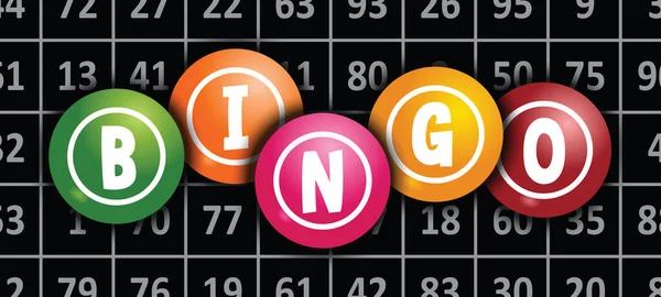 Lema Bingo Para Lotería Bolas Números Juego Oportunidad Ganar Para — Vector de stock