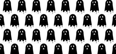 Cadılar Bayramı partinin hayaleti. Düz vektör hayaletler işaret eder. Komik çizgi film korkunç, kusursuz desen. Zombi, Hayalet Festivali 31 Ekim.