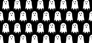 Cadılar Bayramı partinin hayaleti. Düz vektör hayaletler işaret eder. Komik çizgi film korkunç, kusursuz desen. Zombi, Hayalet Festivali 31 Ekim.