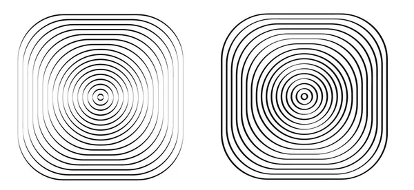 Cuadrados Hipnóticos Círculo Espiral Símbolo Fondo Laberinto Blanco Negro Patrón — Archivo Imágenes Vectoriales