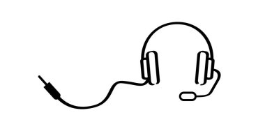 Kulaklıklar fişi siliyor, kulaklıklar desen işareti. Müzik ya da çağrı merkezi için. Vektör kulaklık simgesi. Müzik Satırı desenini dinle.