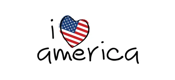 Slogan Love America Mit Den Farben Der Flagge Amerika Usa — Stockvektor