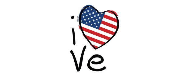 Slogan Love America Colors Flag Amerika Slogans Liefde Hart Romantiek — Stockvector