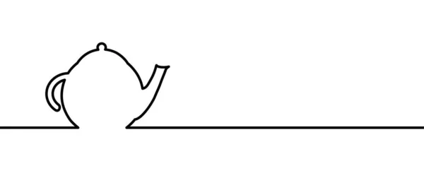 Icona Della Teiera Teiera Linea Disegno Modello Silhouette Segno Cucina — Vettoriale Stock