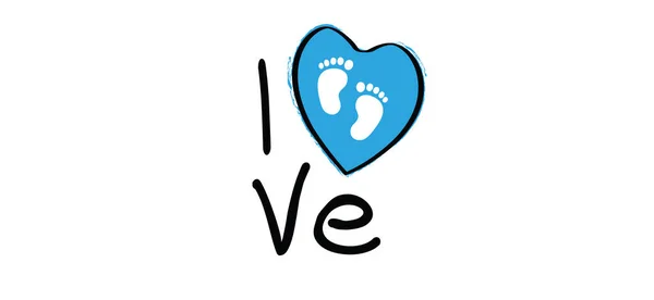Slogan Love Baby Boy Mit Herz Piktogramm Zeichen Bald Neugeborenes — Stockvektor