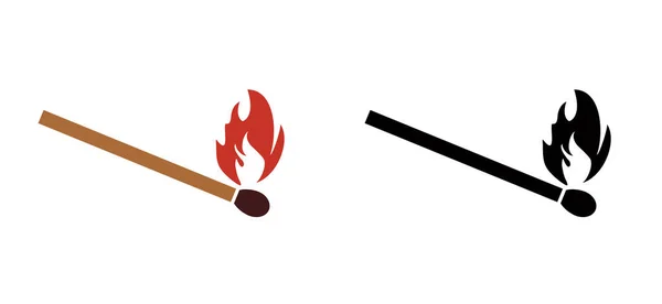 Спичка Знак Люцифера Курение Огонь Пламя Логотип Сожжение Спичек Значок — стоковый вектор