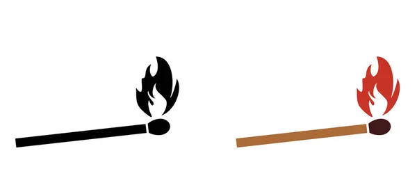 Matchstick Signo Lucifer Fumar Fuego Llama Logotipo Burning Coincide Con — Archivo Imágenes Vectoriales