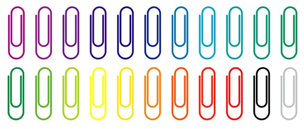 Colored Paper Clips Transparent Background Colour Cartoon Drawing Office Paperclips — Stock Vector