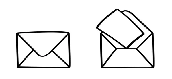 空白纸信封 邮筒或邮局标志 收件箱 邮件图标 矢量明信片 信封符号 卡通信件打开 信息打开 — 图库矢量图片