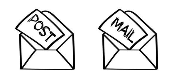 Envelopes Papel Assinatura Caixa Correio Correio Caixa Entrada Ícone Correio — Vetor de Stock