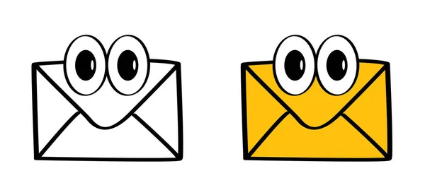 Envelopes Engraçados Personagens Desenhos Animados Assinatura Caixa Correio Correio Cartão — Vetor de Stock
