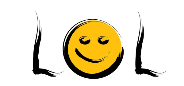 Hasło Lol Wektorowy Znak Śmiechu Kreskówki Motywacja Inspiracja Szczęśliwym Uśmiechem — Wektor stockowy