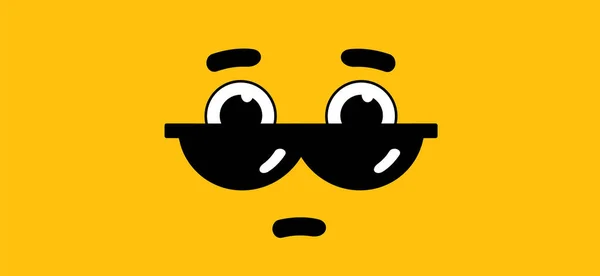 Emoticon Emoji Face Smiling Sunglasses Cartoon Vector Cool Sign Banner — Stock Vector
