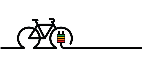 Οικολογικό Ηλεκτρικό Ποδήλατο Bike Πινακίδα Φόρτισης Ηλεκτρικό Βύσμα Φορτιστής Μπαταρίας — Διανυσματικό Αρχείο