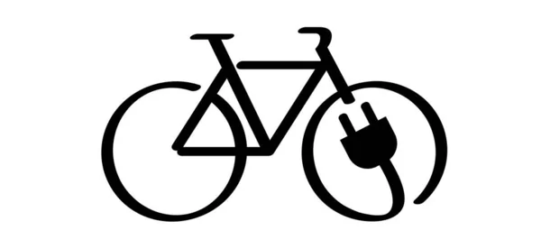 Cartoon Éco Vélo Électrique Vélo Panneau Charge Bike Fiche Électrique — Image vectorielle
