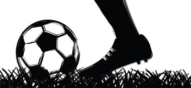 Düz vektör siyah grunge futbol topu futbol ayakkabısını siliyor. İğrenç futbol ayakkabıları. 2020, 2021 Karikatür Spor EK, WK Pictogram Spor Maçı Kupası. 