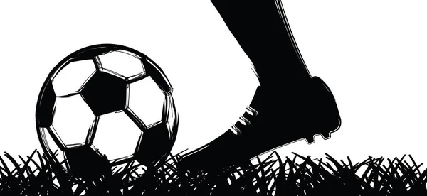 Flachvektor Schwarzer Grunge Fußball Mit Fußballschuhen Grunzende Fußballschuhe 2020 2021 — Stockvektor