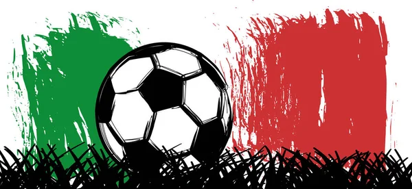 Bola Fútbol Grunge Plana Vector Negro Con Bandera Italia Fútbol — Vector de stock