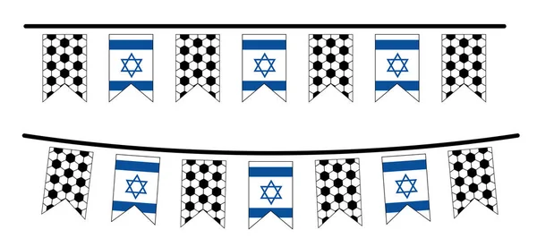 亮晶晶的一方打着以色列国旗的旗帜 足球网模式 足球晚会上飘扬着旗帜 有趣的矢量运动图标 体育决赛或校际运动会杯 — 图库矢量图片