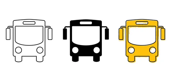 バス料金所 市内バスのアイコンのためのバス車両や輸送 平らなベクトル旅行ルートラインパターン バスシンボルまたはロゴ — ストックベクタ