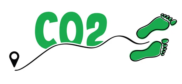Co2 Voetsymbool Ecologische Voetafdruk Menselijke Ecoo Blote Voetafdrukken Kindervoeten Voetstappen — Stockvector