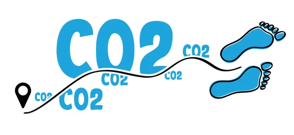 Huella Ecológica Del Pie Co2 Carbono Huellas Humanas Ecoo Desnudas — Vector de stock