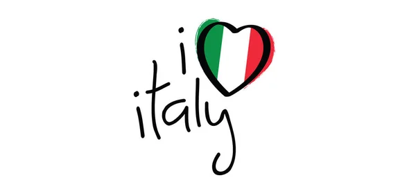 Slogan Love Italy Con Bandiera Colori Italia Slogan Italiani Amore — Vettoriale Stock