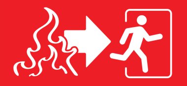 Ok çıkış yolu. İmza atarsın ya da girersin. Acil çıkış işareti. Tahliye yangın çıkışı kapısı. Düz vektör yeşil simge veya pictogram. Yangına karşı dayanıklılığın sembolü