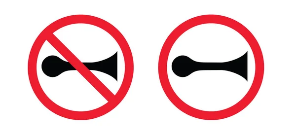 不准有号角标志 别按喇叭 没有声音信号图标 保持安静的区域图标 没有声音符号 矢量按喇叭区域符号 禁止警告 交通流量 加速器板 — 图库矢量图片