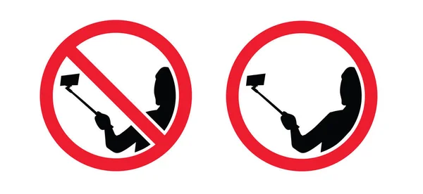 Kein Selfies Tag Stop Selfie Stick Sign Verbotsschilder Für Keine — Stockvektor