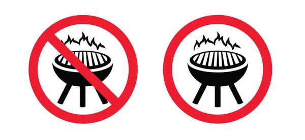 Остановите Запретите Жарить Барбекю Жарить Гриль Еда Разрешена Знака Запретной — стоковый вектор