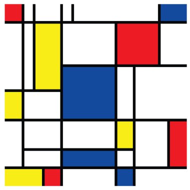 Damalı Piet Mondrian tarzı öykünme. Hollanda sanat tarihi ve Hollanda ressamı. Hollanda mozaiği ya da kontrol hattı deseni. Retro pop sanat deseni