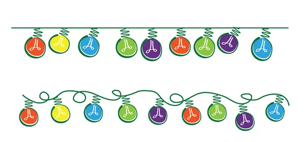 Lichterketten Party Lichter Lichteffekte Glühende Glühbirnen Leuchten Fröhliche Feier Weihnachten — Stockvektor