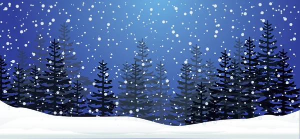 Hallo Blaue Winterlandschaft Schneebedeckt Lustig Schneemänner Schneemann Vektor Schneeverwehungen Fallende — Stockvektor