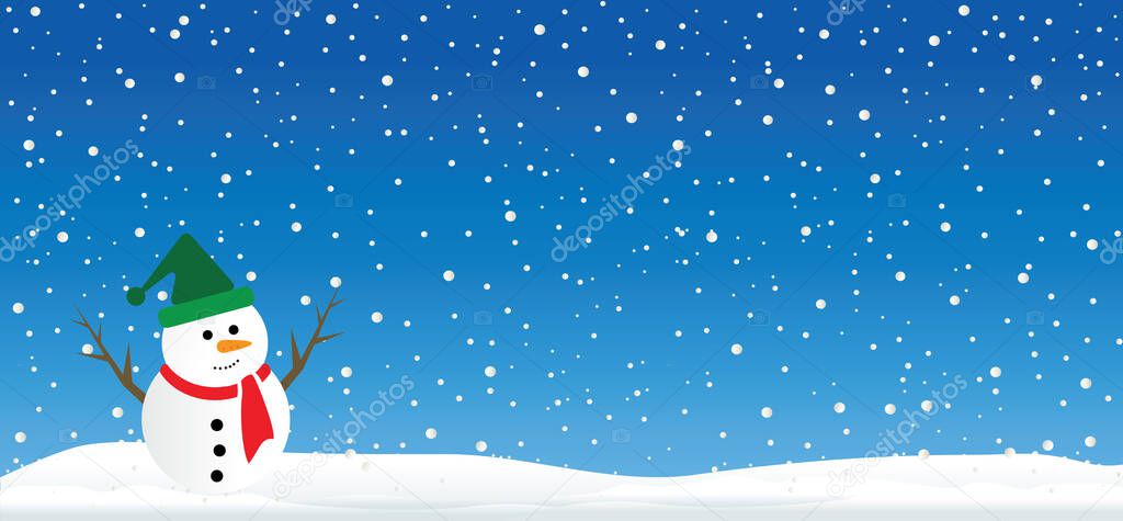 Hello Blue winter landscape snowy funny Snowmen snowman Vector snowdrifts falling falling snowflake snowflakes Merry Christmas Happy New Year xmas Shining snowfall snowball balls december let it snow