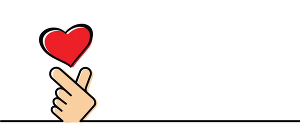 Ett Tecken Kärlek Med Hjärtats Ikon Korea Finger Våg Korea — Stock vektor