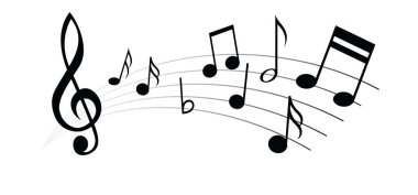 Müzik notaları, personel ve müzik notası teması için stave satır desenleri simgesi tema Şeffaf arkaplan dalgası piyano, caz ses notaları eğlenceli vektör anahtarı işareti Kağıt üzerinde klasik Clef Doodle quaver G melodisi