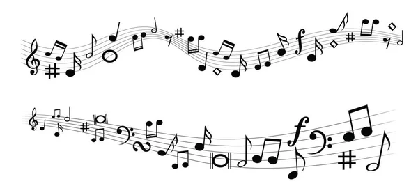 Notes Musicales Portées Icône Symboles Motif Ligne Pour Personnel Thème — Image vectorielle