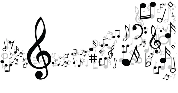 Notes Musicales Portées Icône Symboles Motif Ligne Pour Personnel Thème — Image vectorielle