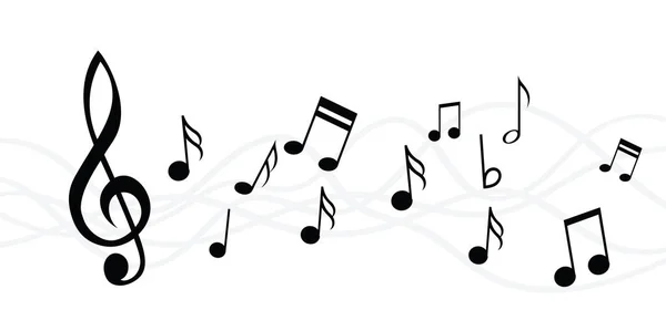 Müzikal Notalar Personel Nota Teması Için Çizgi Desen Simgeleri Simgesidir — Stok Vektör