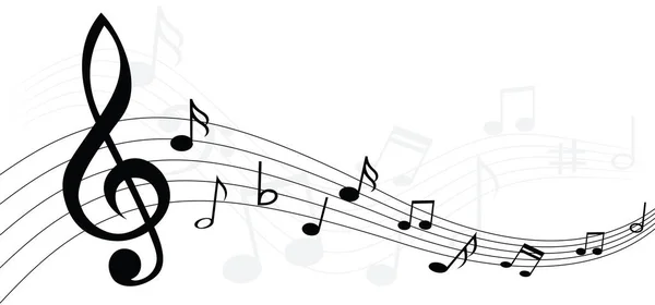 音楽ノート譜表と音楽ノートのためのラインパターン記号アイコンを保存します テーマ透明な背景波ピアノ ジャズサウンドノート楽しいベクトルキーサインクラシッククリーフ落書き紙の上のGメロディー — ストックベクタ