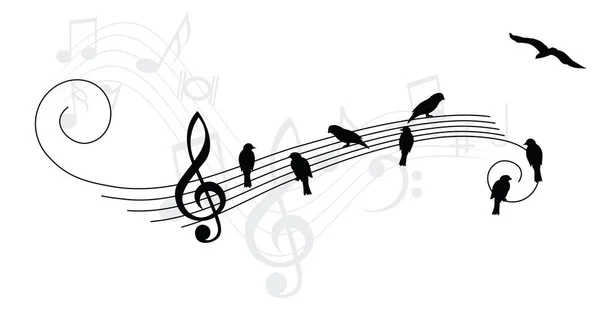 Aves Como Ícone Símbolo Musical Para Equipe Música Nota Banner — Vetor de Stock