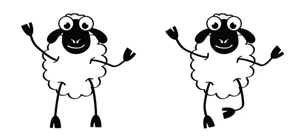 Cartoon Comic Cute Sheep Stickman Sheep Icon Drawing Black Sheep — Stock Vector