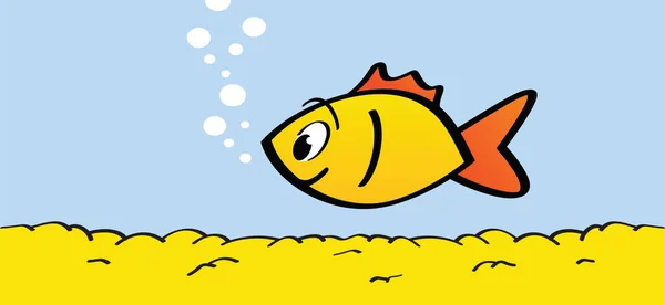 Tecknad Film Seriefiskskål Eller Akvarium Guldfiskar Skål Fiskben Eller Fiskbenstecken — Stock vektor