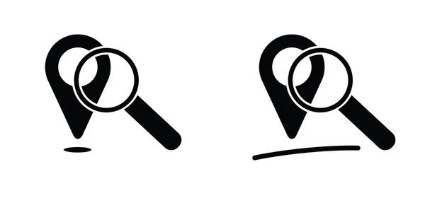 Pointer Magnifying Glass Pin Point Logo Location Tracking Track Map — стоковый вектор