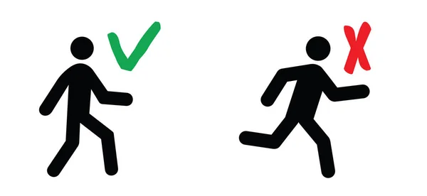 Nie Biegać Piktogram Strefy Skoku Zakazana Ikona Biegania Lub Skakania — Wektor stockowy