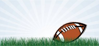 Çizgi film, çizgi roman, Amerikan futbolu, yeşil çimlerin üzerinde. Spor takımı kupası. Ragbi topu günü. Eğlenceli bir hafta sonu partisi. ABD, spor finali, okul oyunları ya da sokak oyunları. Vektör yaz arkaplanı