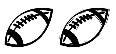 Çizgi film, Amerikan futbolu skeci. Ragbi topu logosu. Amerikan futbolu. Rugbyball ikonu. Karalama stilinde süper yay. Komik vektör spor ikonu. Spor finali ya da okul kupası. 