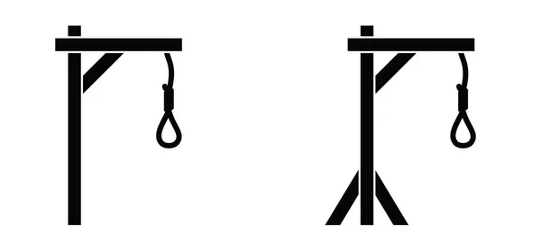 Galgenglyphen Symbol Oder Logo Hängend Und Verknotet Strickzeichen Henker Oder — Stockvektor