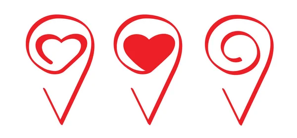 Love Heart Wedding Pointer Icon Logo Pinpoint Location Symbol Valentine — Stock Vector